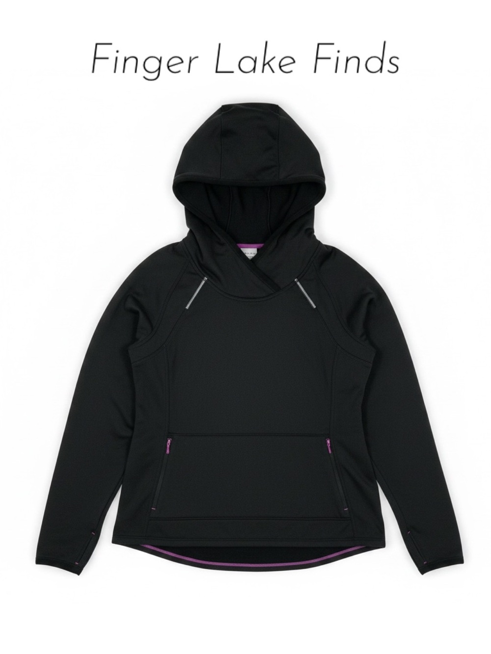 Athleta Black Hoodie with Pink Trim, XL
